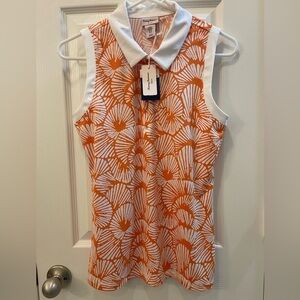 NWT Tommy Bahama Women's Golf Collared Sleeveless 1/4 Zip Floral Printed Top M‎